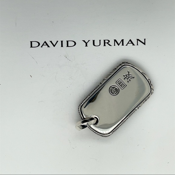 New 35 MM David Yurman Wave Dog Tag Pendant Collection 925 Silver DY Men Unisex - Picture 4 of 7